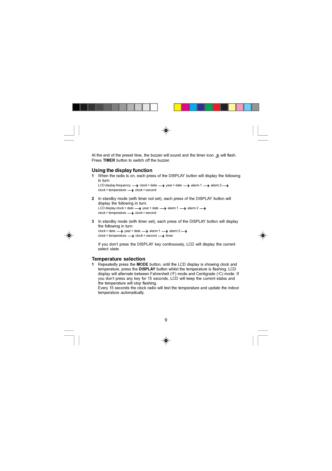 Morphy Richards 28034 operating instructions Using the display function, Temperature selection 