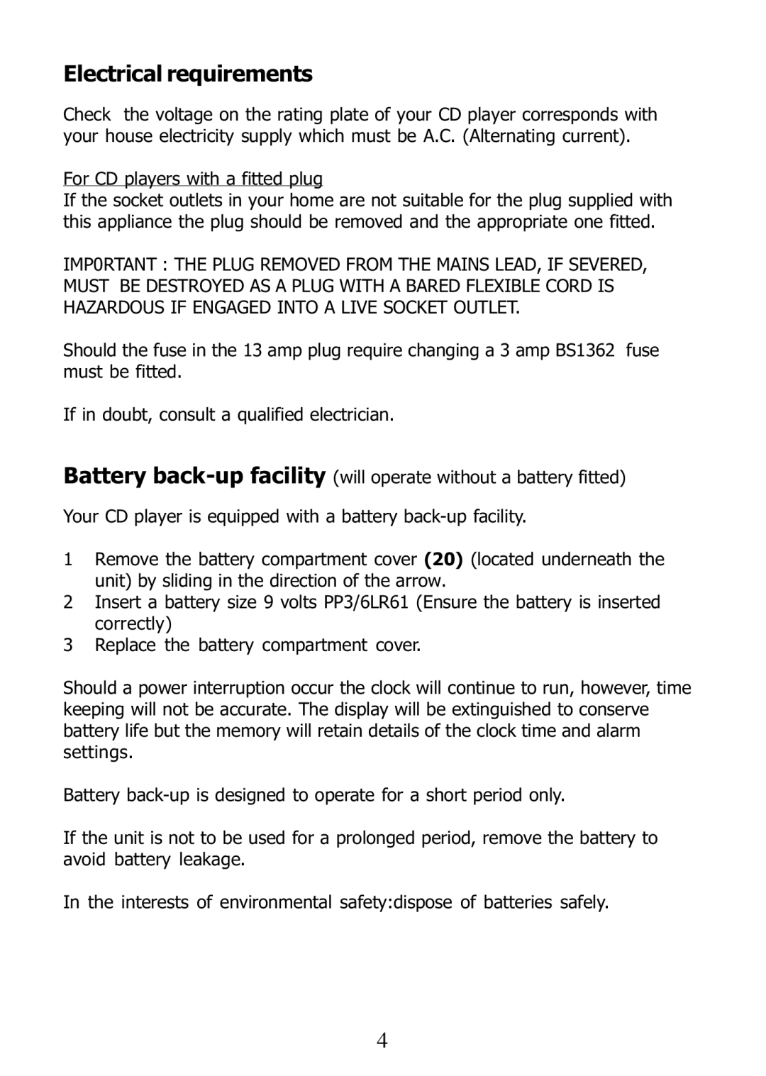 Morphy Richards 29000 operating instructions Electrical requirements 