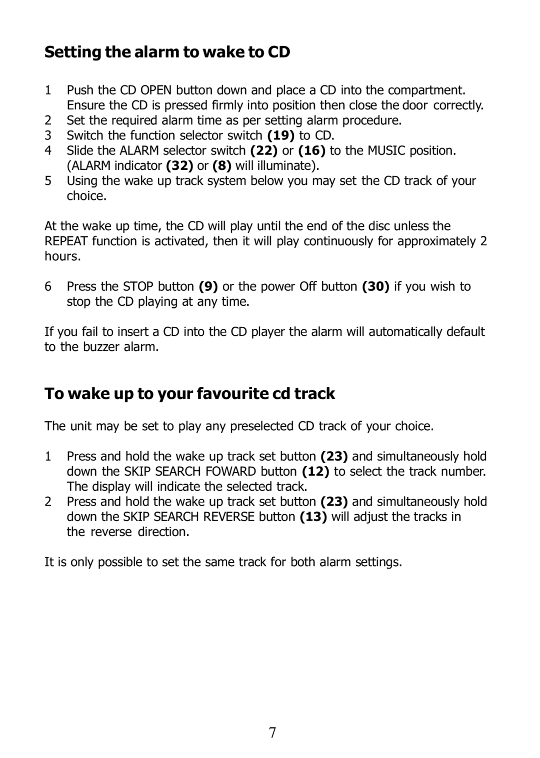 Morphy Richards 29000 operating instructions Setting the alarm to wake to CD, To wake up to your favourite cd track 