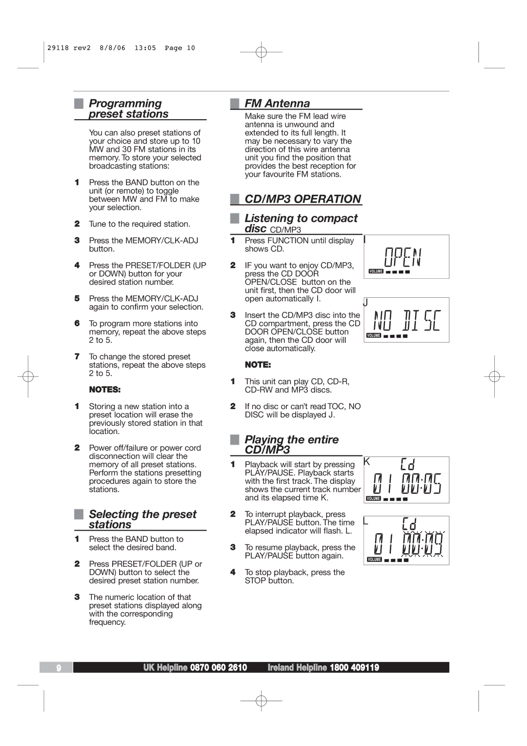 Morphy Richards 29118 REV2 manual CD/MP3 Operation 