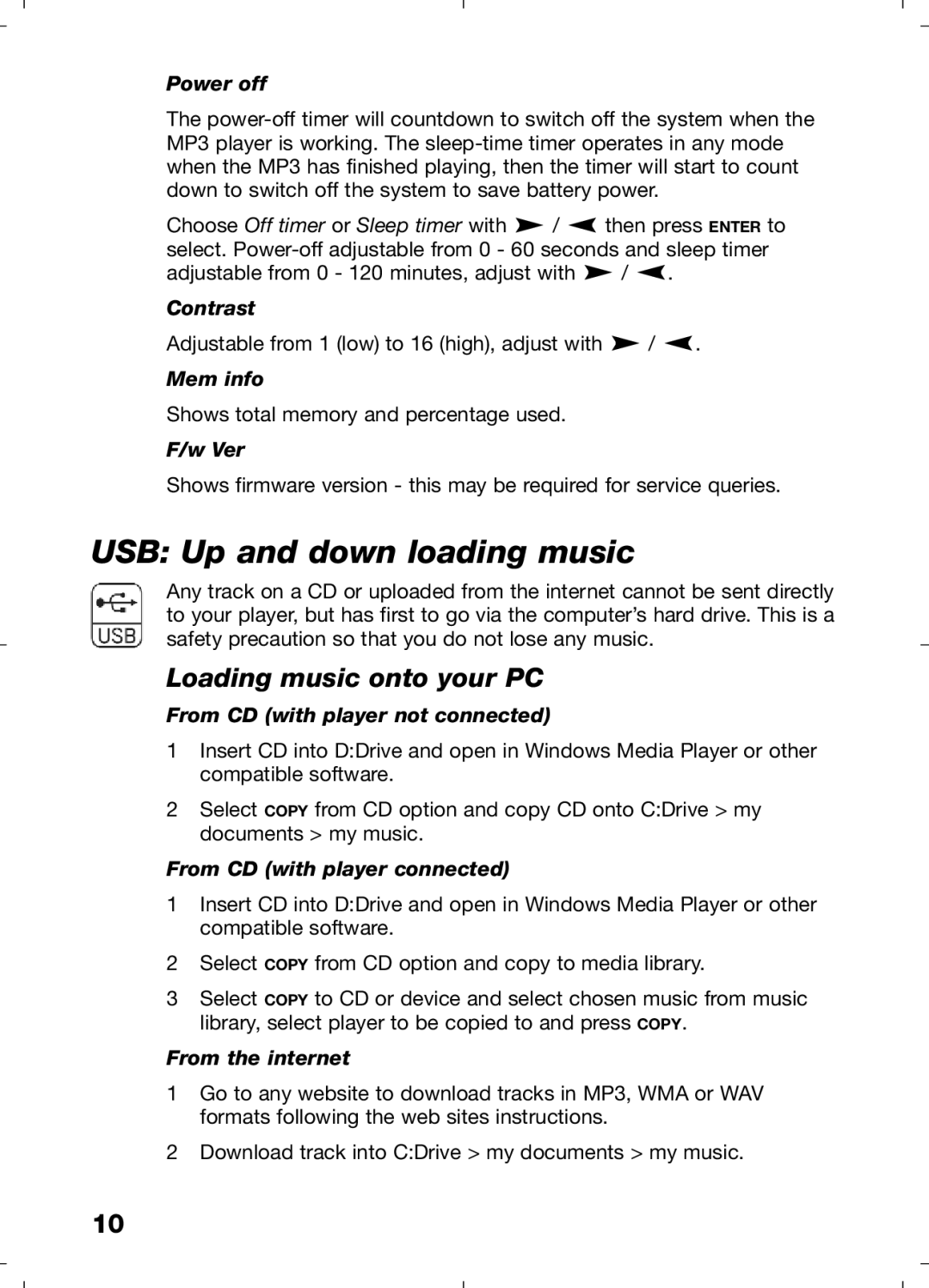 Morphy Richards 29204 manual USB Up and down loading music, Loading music onto your PC 