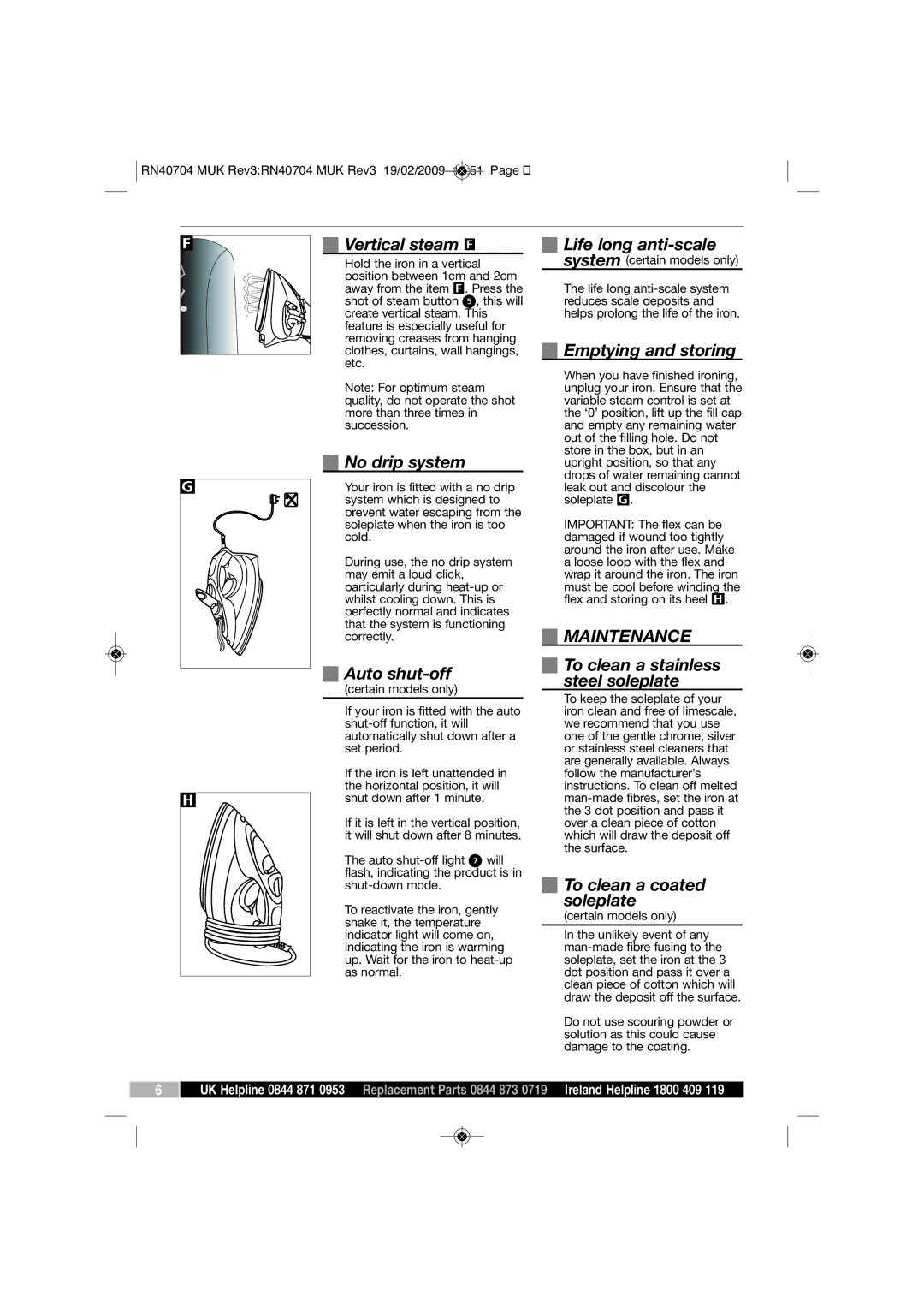 Morphy Richards 40734 manual Maintenance 