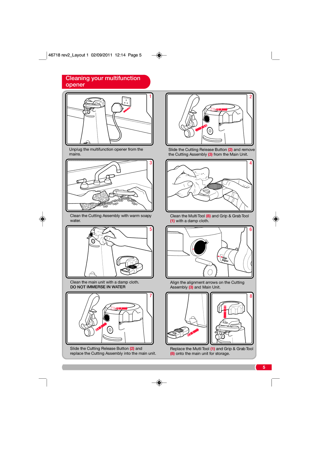 Morphy Richards 46718 manual Cleaning your multifunction opener 