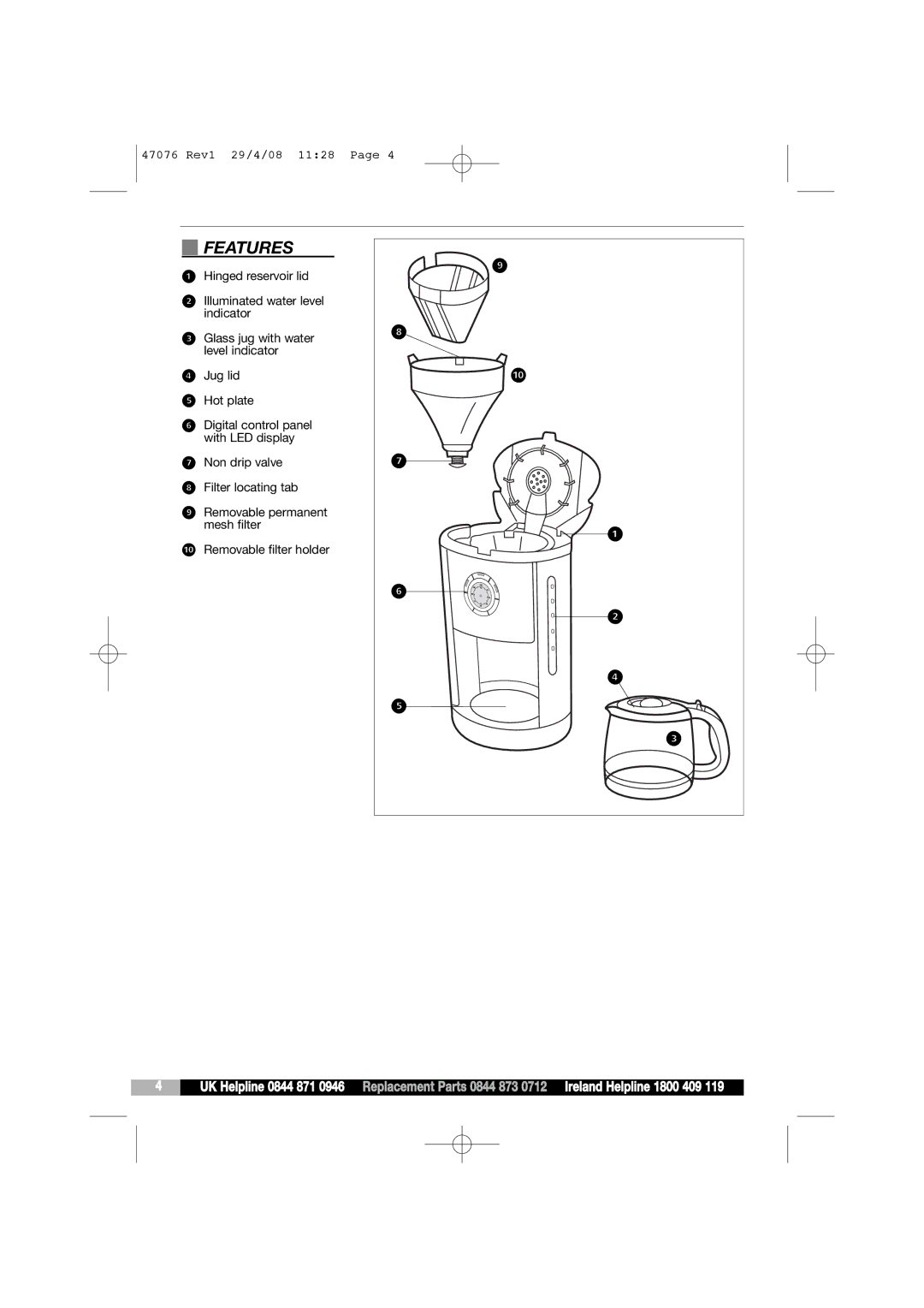 Morphy Richards 47076 manual Features 