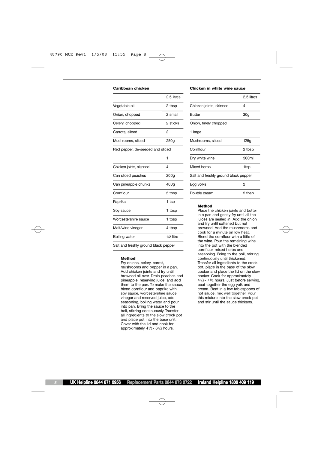 Morphy Richards 48790 manual MUK Rev1 1/5/08 1555 