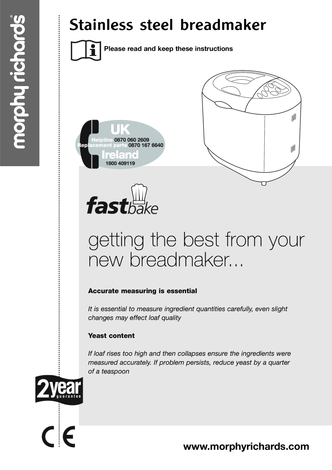 Morphy Richards 4Stainless steel breadmaker manual Getting the best from your New breadmaker 