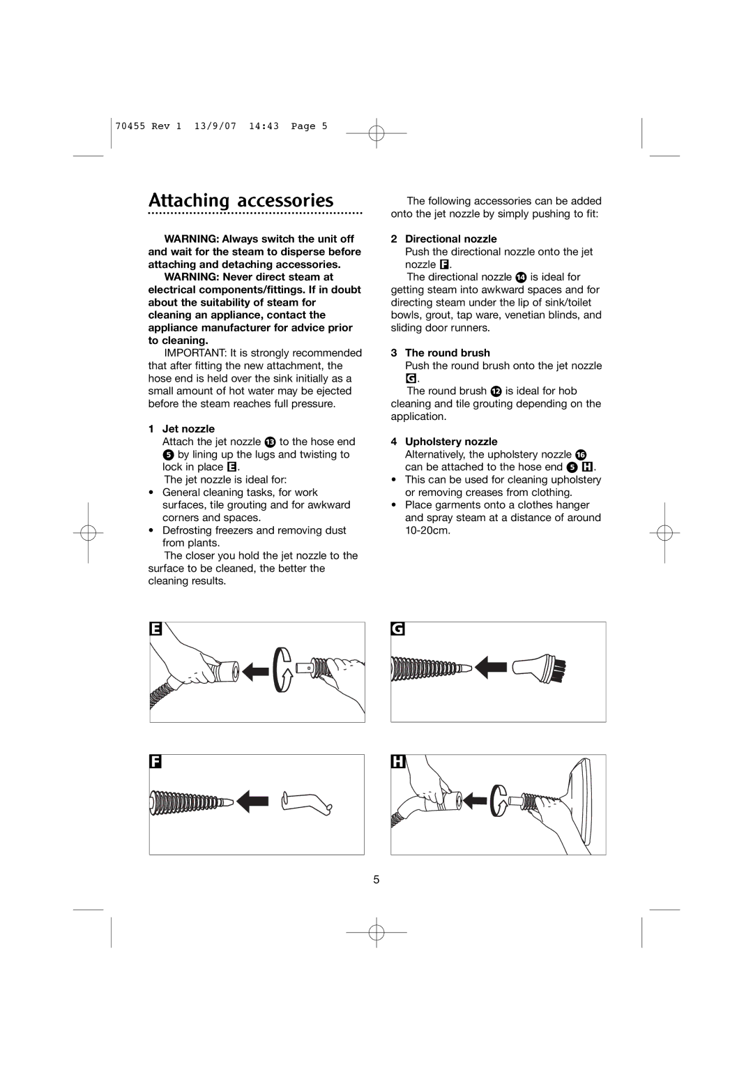 Morphy Richards 70455 manual Attaching accessories 