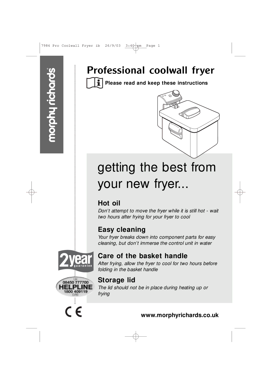 Morphy Richards 7984 manual Getting the best from Your new fryer 