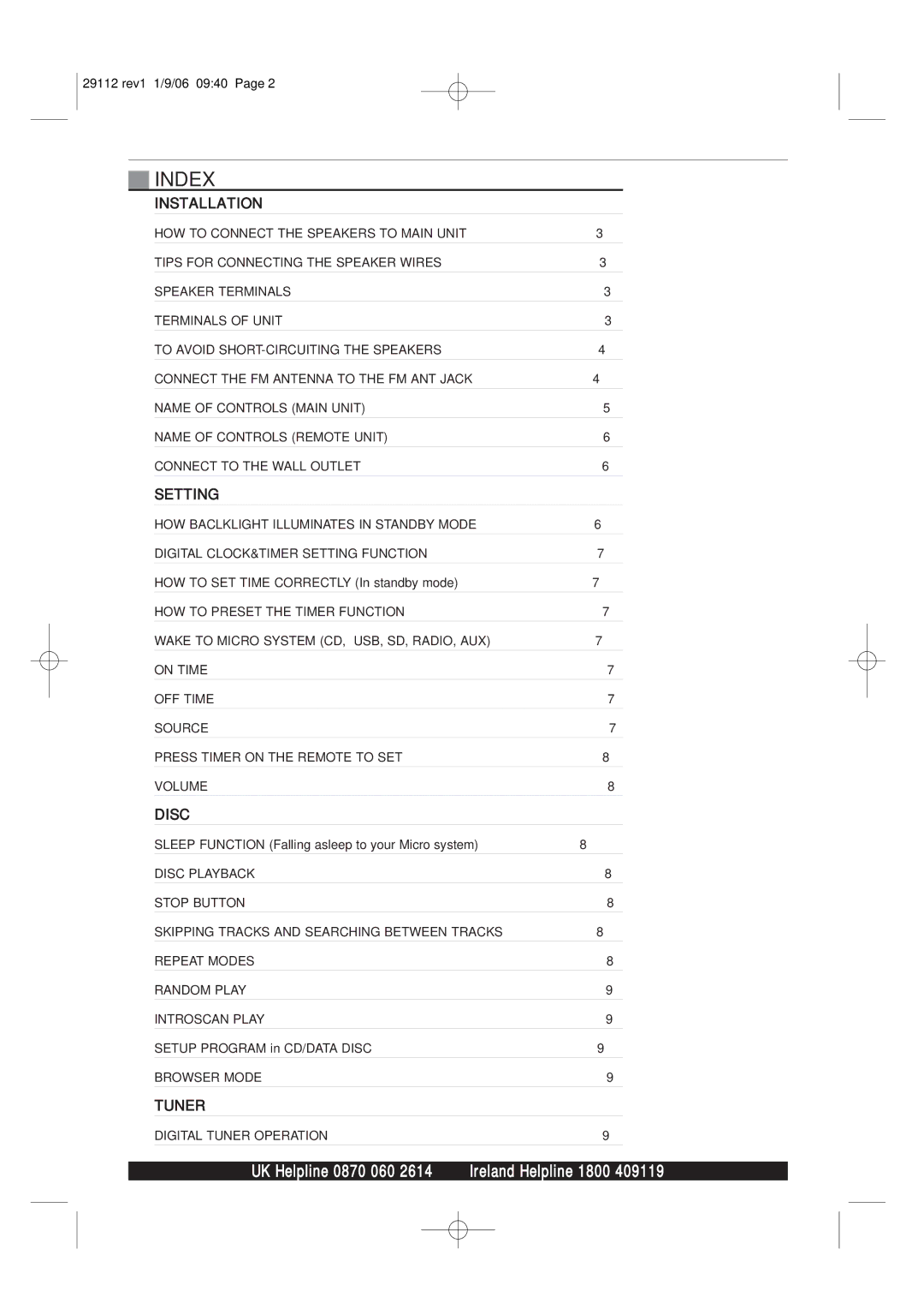 Morphy Richards AD29112 manual Index, Installation 