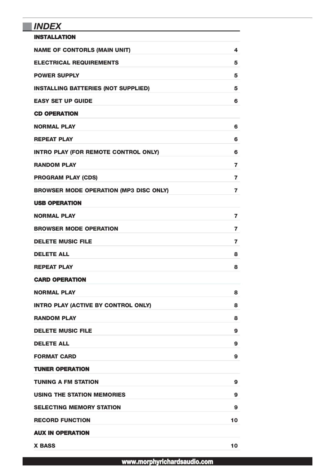 Morphy Richards AD29405 manual Index 