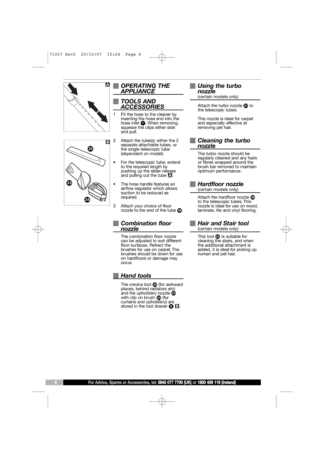 Morphy Richards Bagless Cylinder Vacuum Cleaner manual Operating Appliance Tools Accessories 