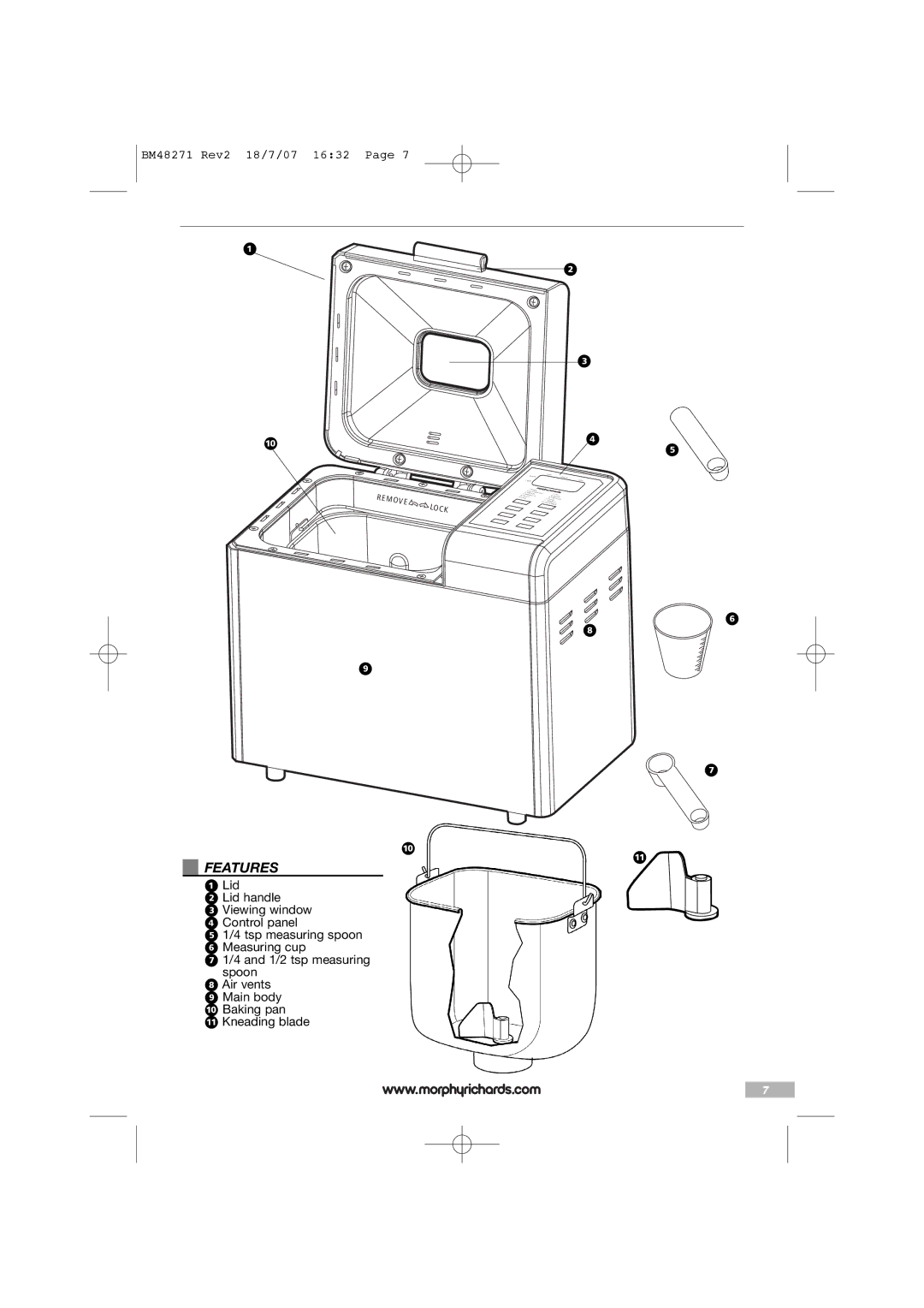 Morphy Richards BM48271 manual Features 