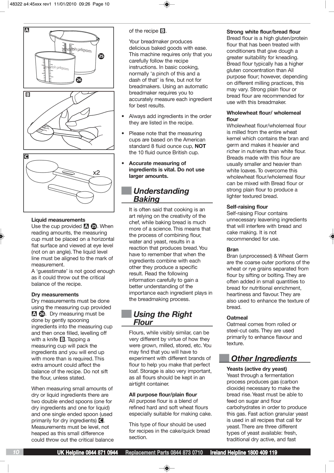 Morphy Richards BM48322 manual Understanding Baking, Using the Right Flour, Other Ingredients 