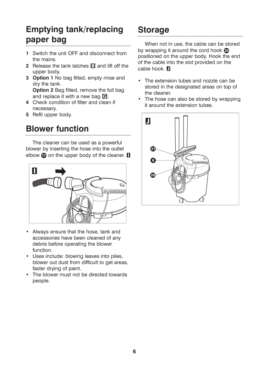 Morphy Richards Boxer wet & dry vacuum cleaner manual Blower function, Storage 