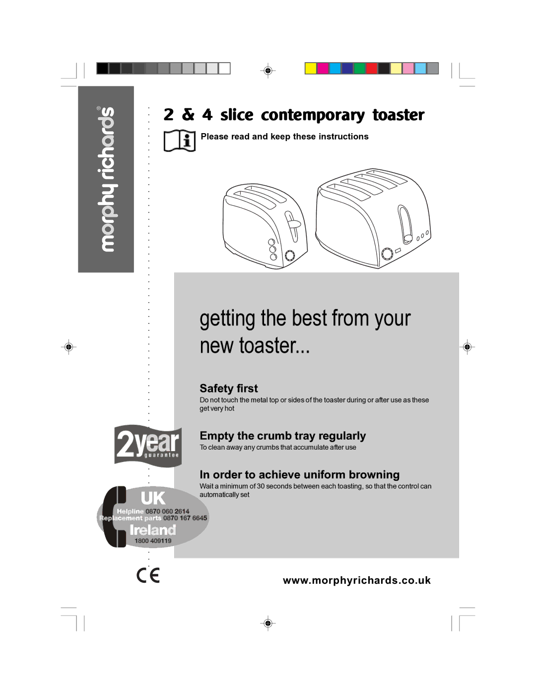 Morphy Richards contemporary manual Getting the best from your New toaster 