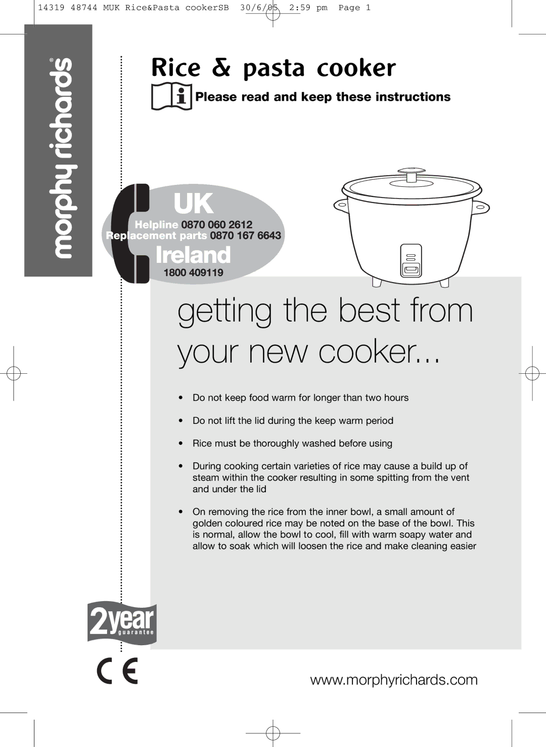 Morphy Richards manual Getting the best from Your new cooker 