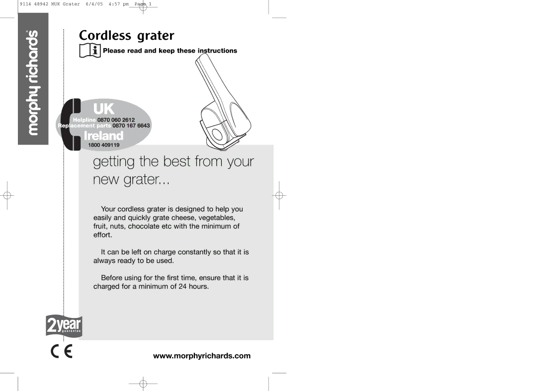 Morphy Richards Cordless grater manual Getting the best from your New grater 