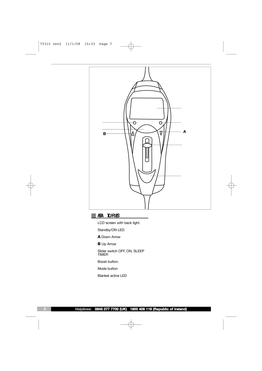 Morphy Richards EB75310 manual Features 