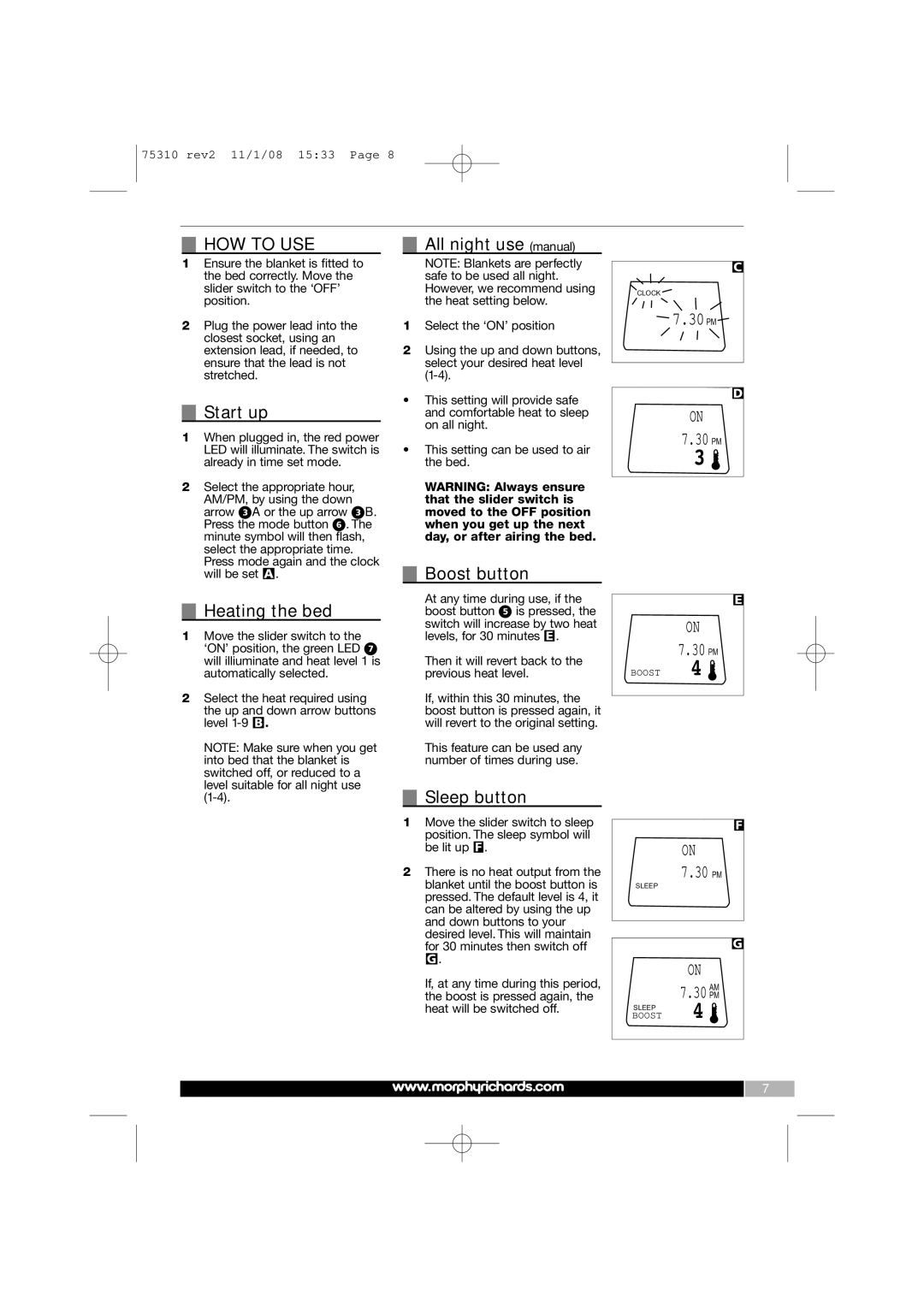 Morphy Richards EB75310 manual HOW to USE 