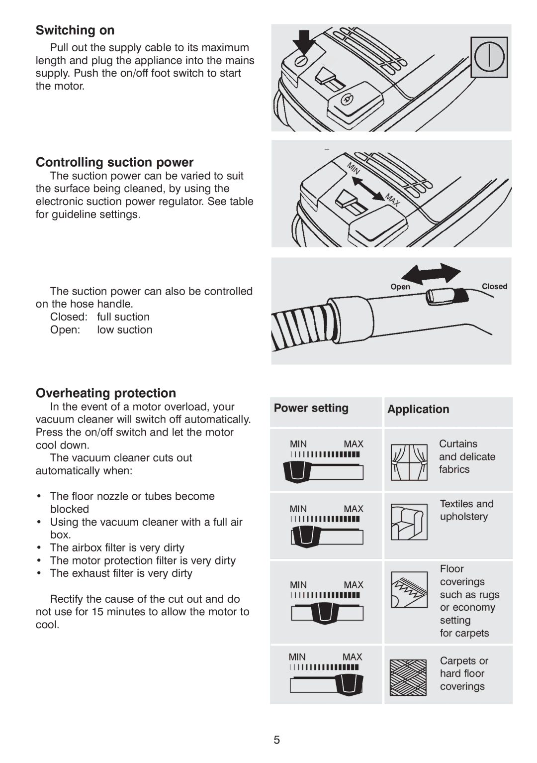 Morphy Richards Ecovac 70096 Rev 2 (Page 1) manual Switching on, Controlling suction power 