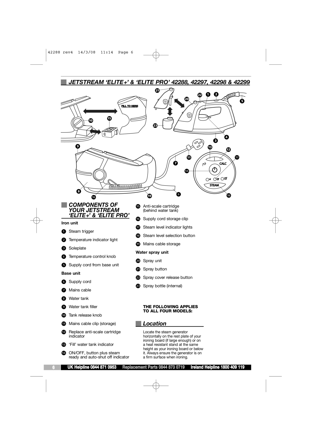 Morphy Richards ELITE S manual Jetstream ‘ELITE+’ & ‘ELITE PRO’ 42288, 42297, 42298 