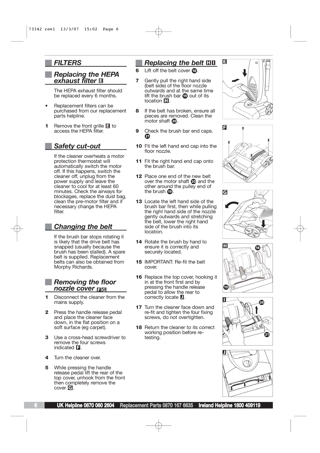 Morphy Richards Essentials Bag Vacuum Cleaner manual Filters 