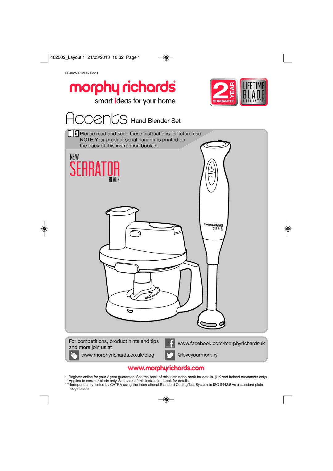 Morphy Richards FP402502 manual Year 