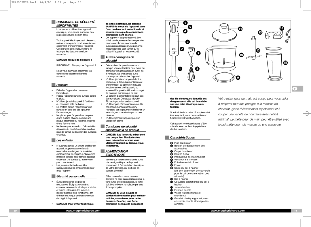 Morphy Richards FP48952MEE manual Importantes 