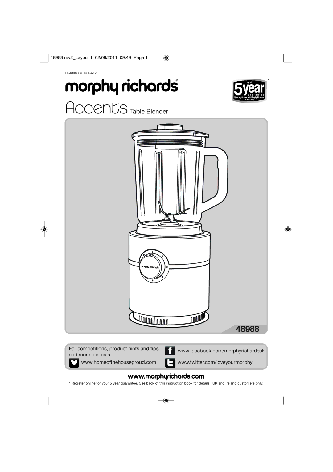 Morphy Richards FP48988 manual 