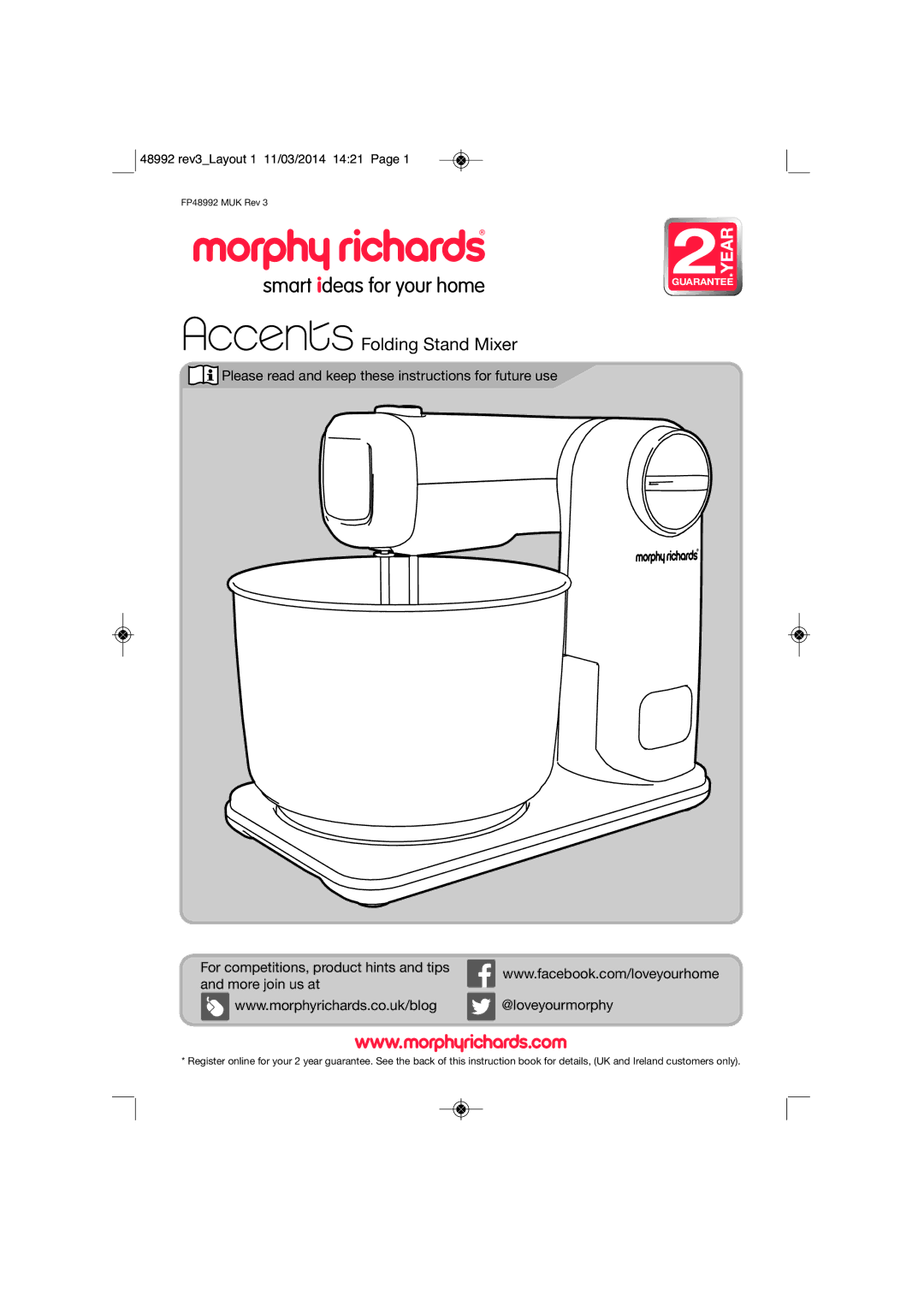 Morphy Richards FP48992 manual Year 