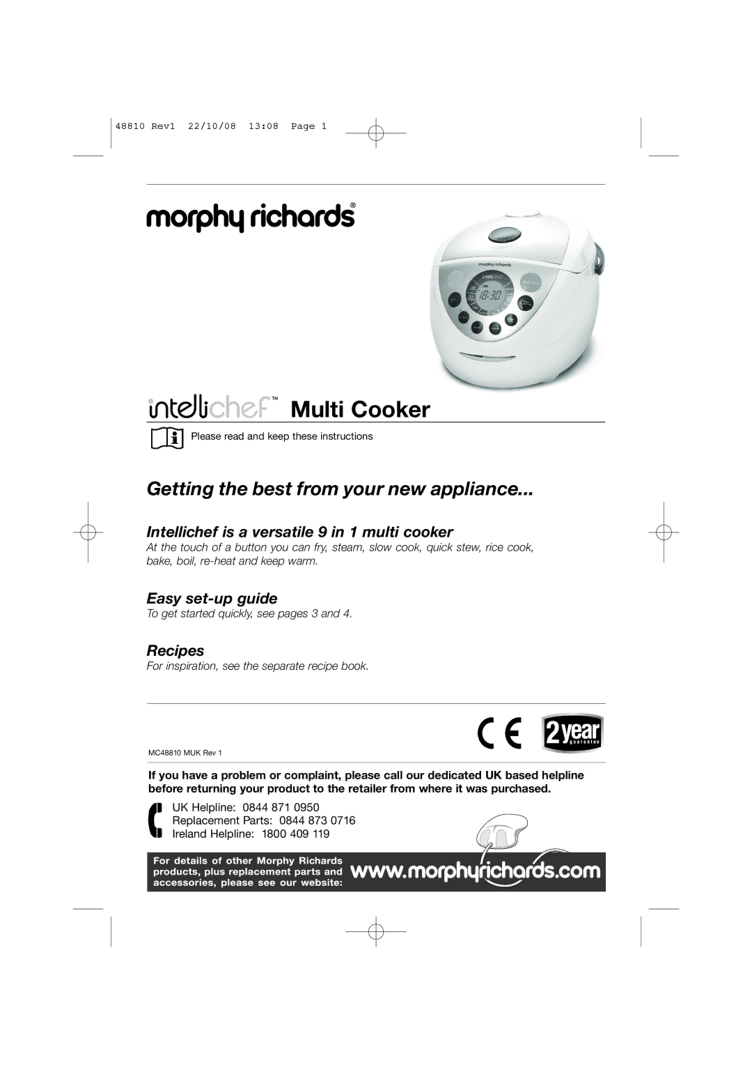 Morphy Richards Intellichef manual Multi Cooker 