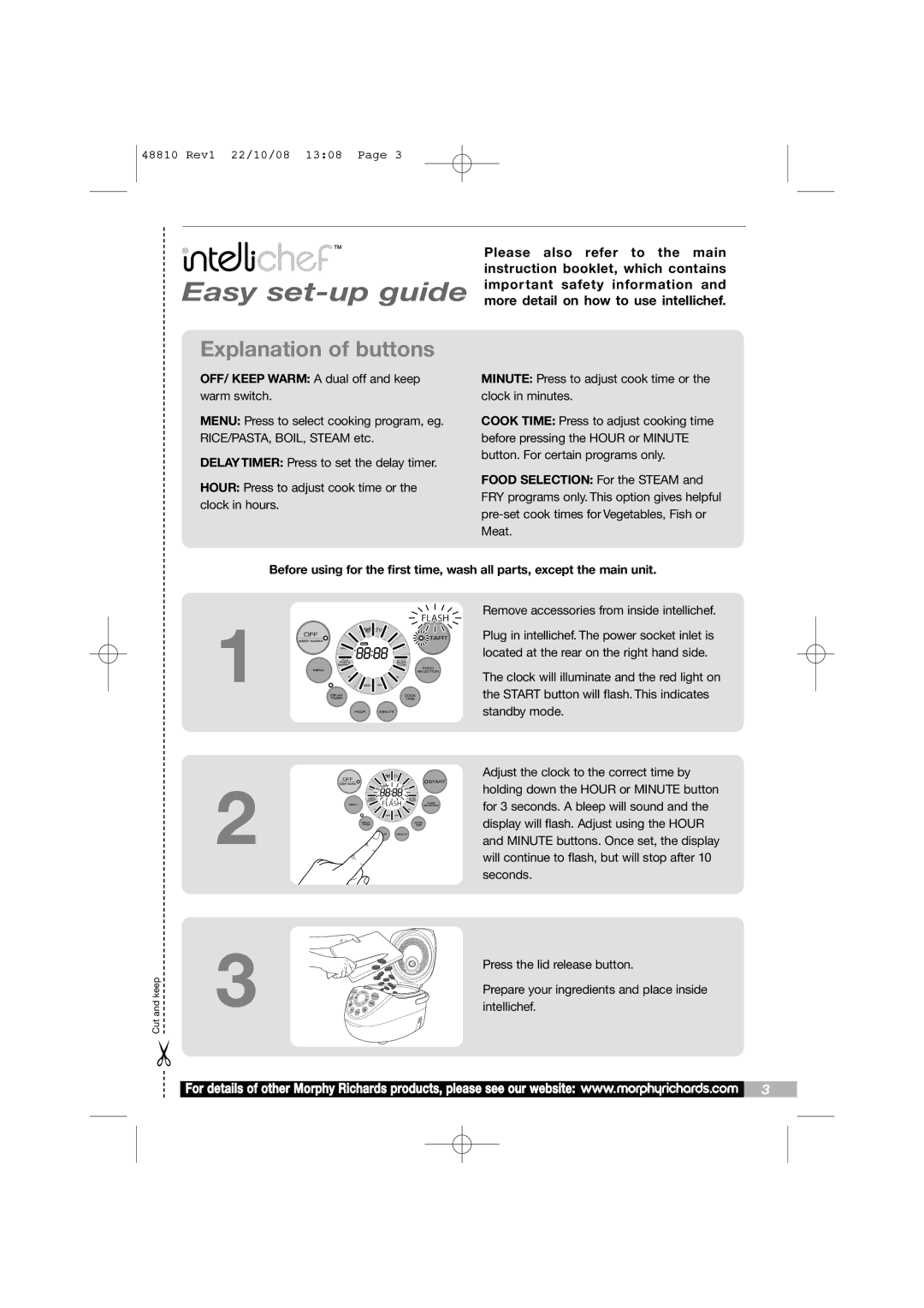 Morphy Richards Intellichef manual Easy set-up guide 