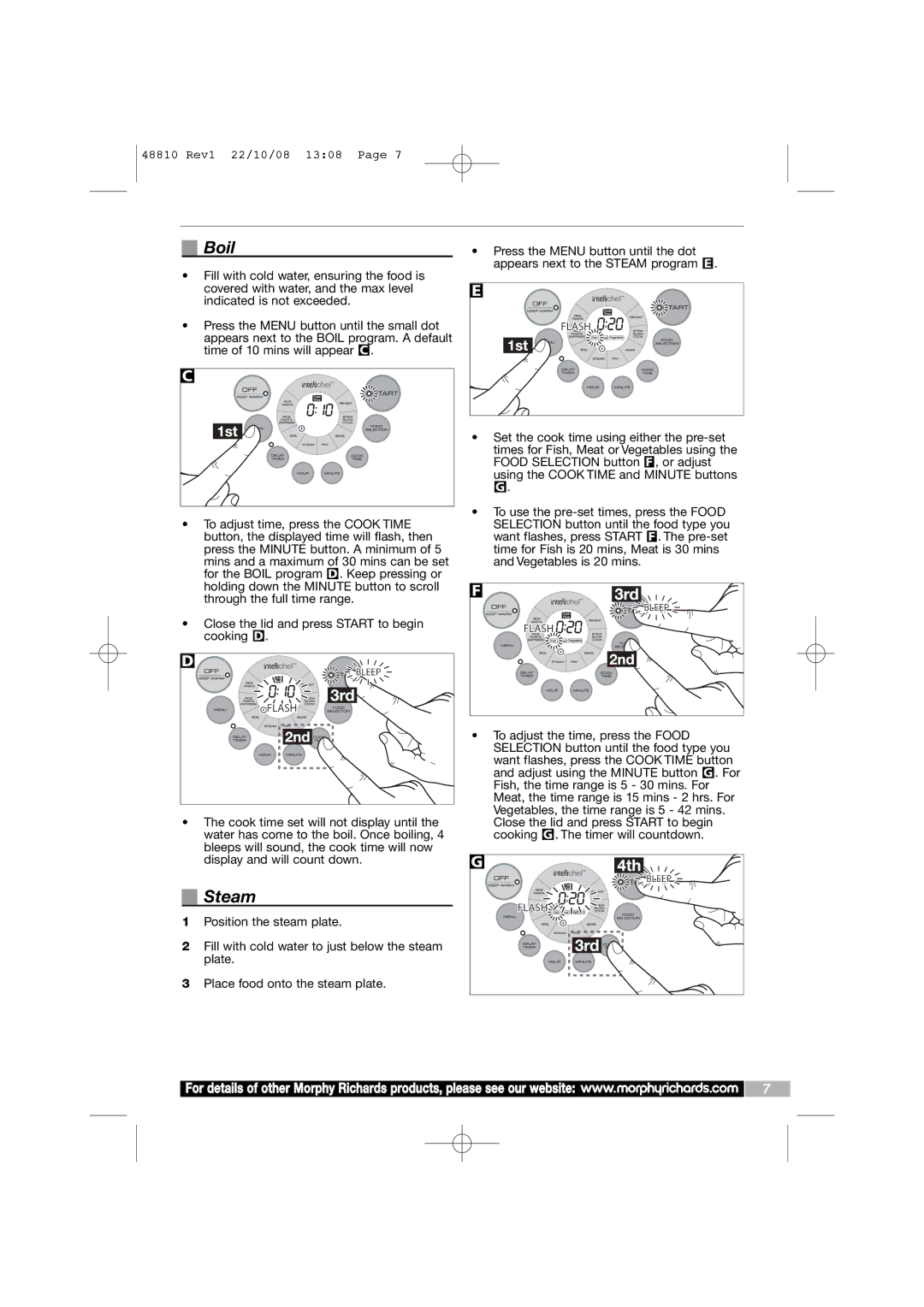 Morphy Richards Intellichef manual Boil, Steam 