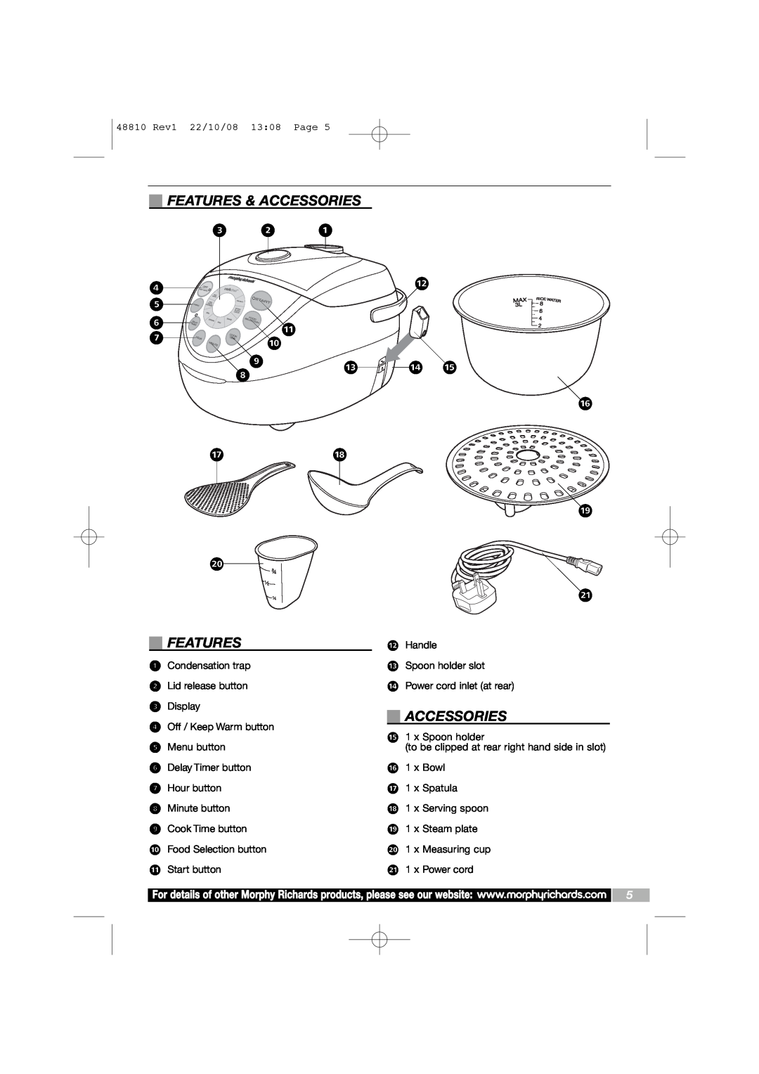 Morphy Richards Intellichef manual Features & Accessories 