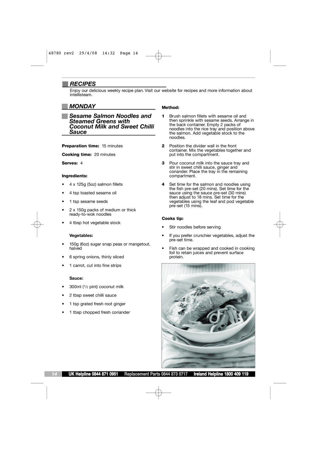 Morphy Richards Intellisteam setup guide Recipes, Monday, Vegetables 