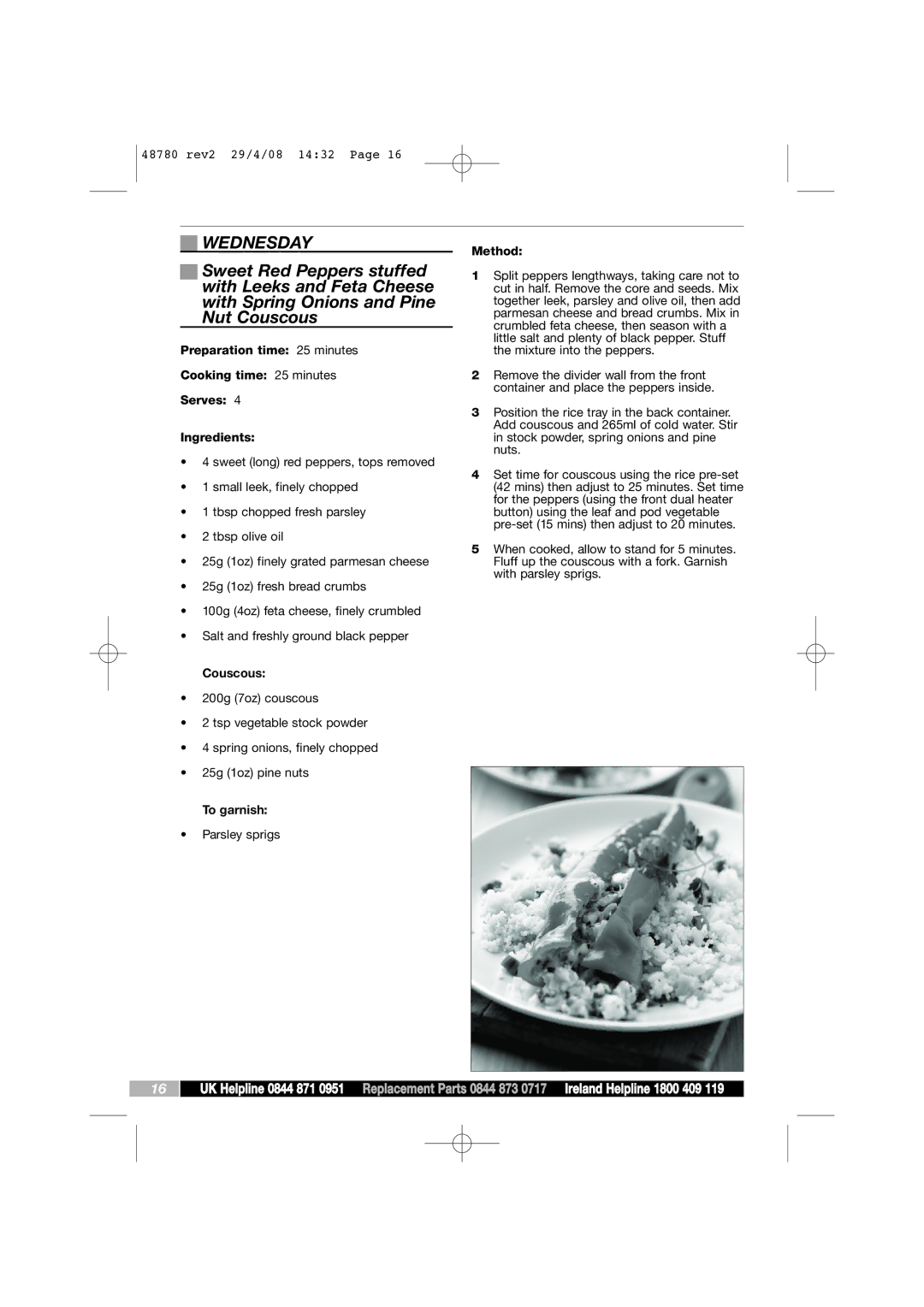 Morphy Richards Intellisteam setup guide Wednesday, Couscous, To garnish 