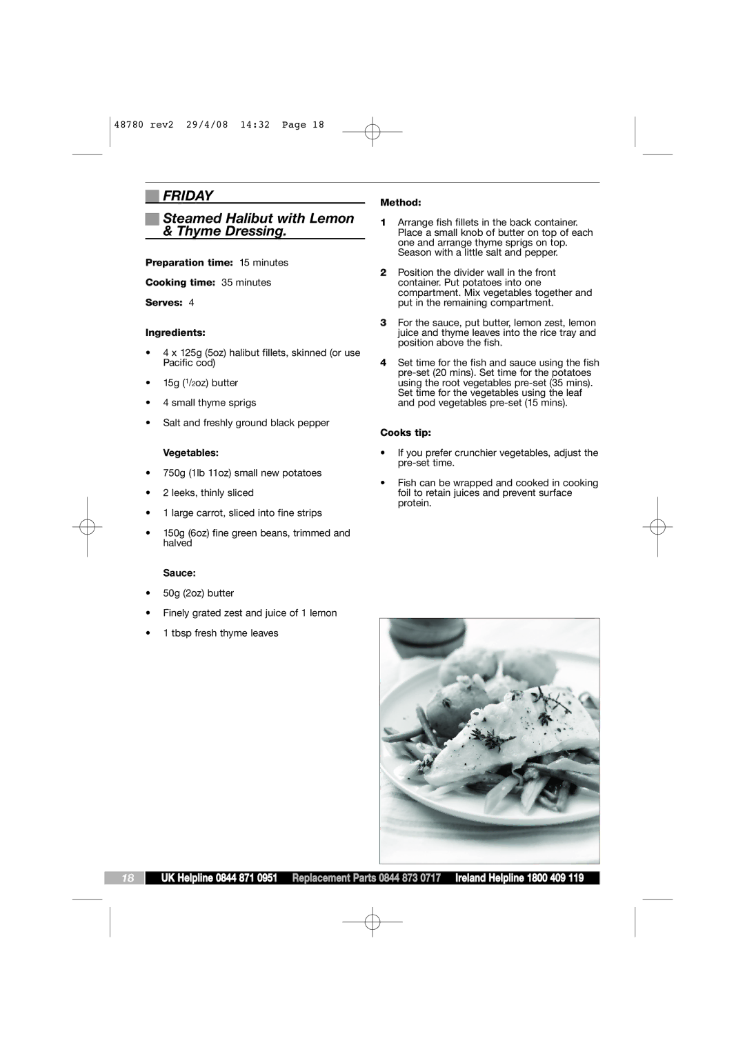 Morphy Richards Intellisteam setup guide Friday, Steamed Halibut with Lemon & Thyme Dressing 