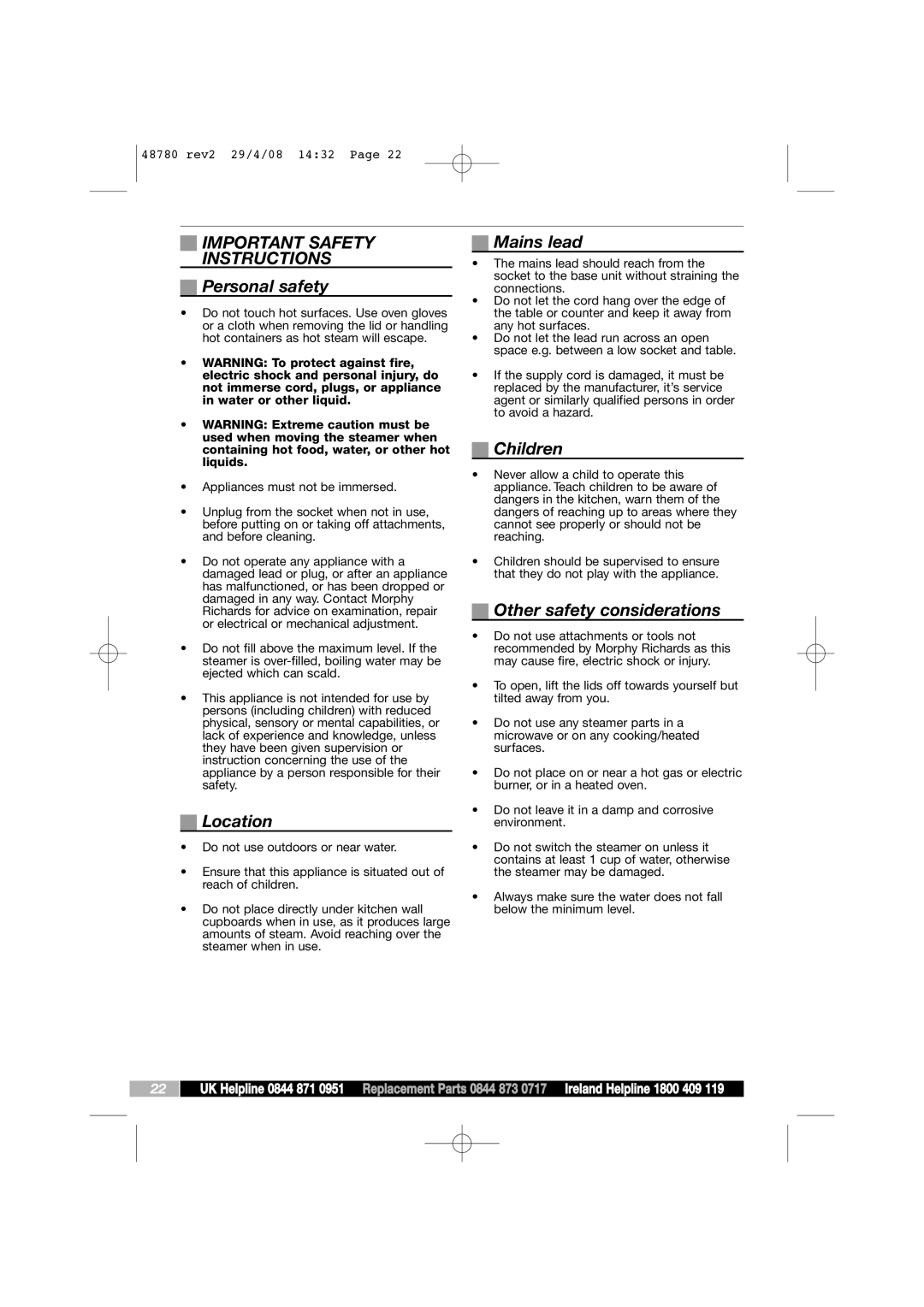 Morphy Richards Intellisteam setup guide Important Safety Instructions 