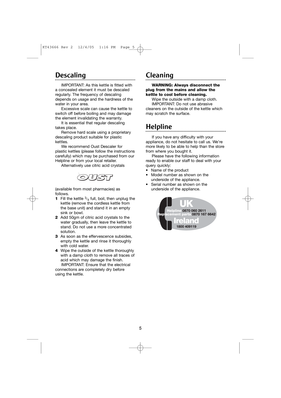 Morphy Richards Opera jug kettle manual Descaling, Cleaning, Helpline 