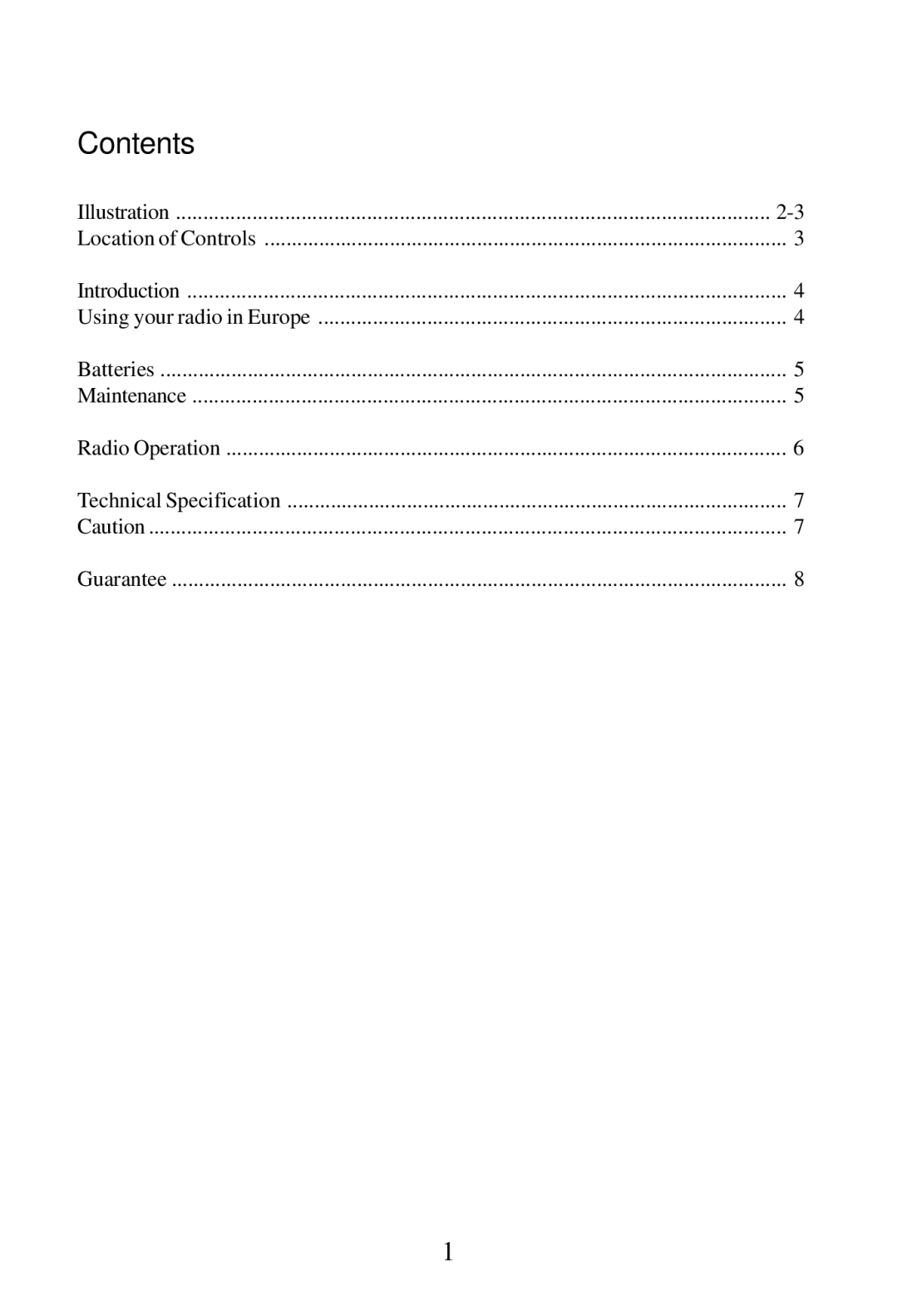 Morphy Richards Radio operating instructions Contents 