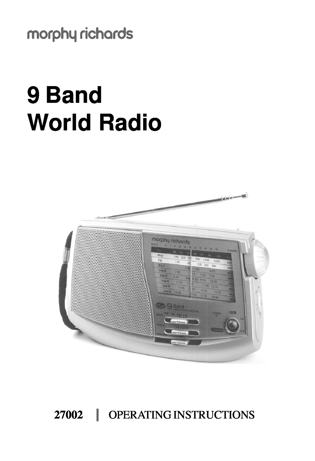 Morphy Richards operating instructions Band World Radio, 27002, Operating Instructions 