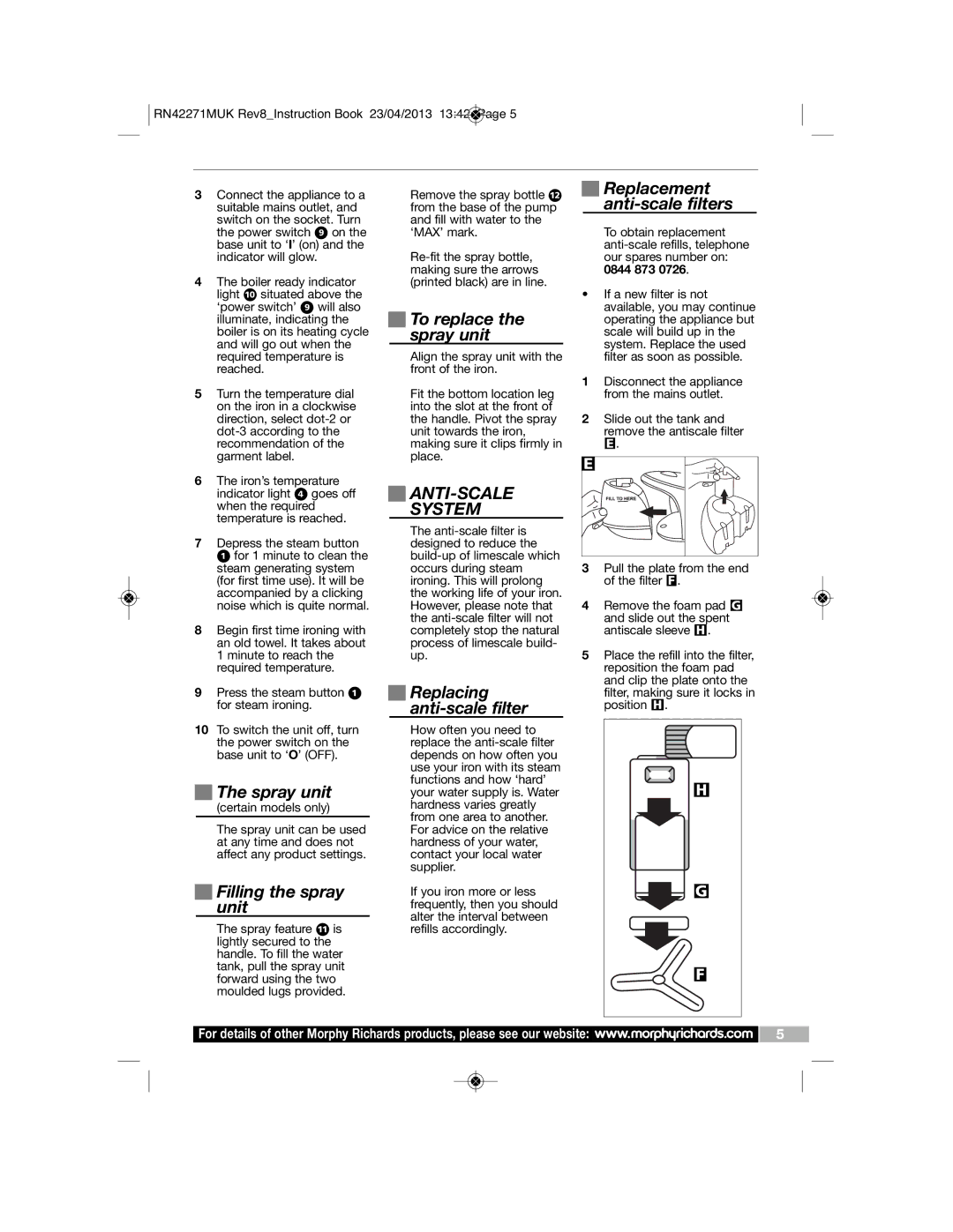 Morphy Richards RN42271MUK manual ANTI-SCALE System 