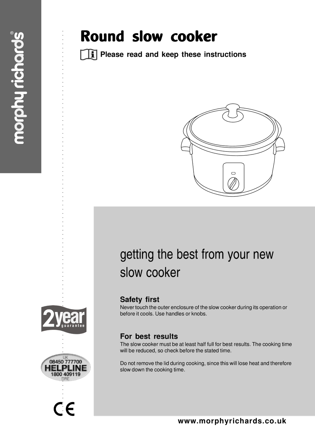 Morphy Richards Round slow cooker manual 