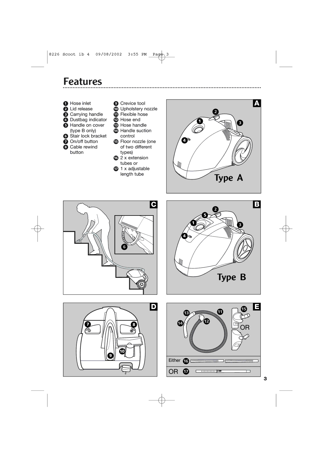 Morphy Richards Scoot cylinder vacuum cleaner manual Features 