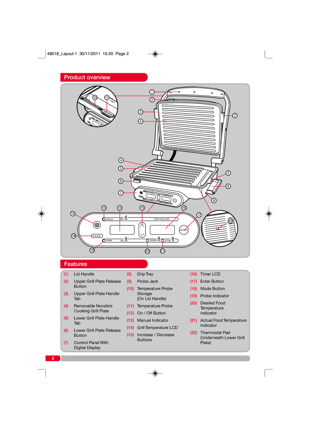 Morphy Richards ST48018 MUK Rev 1 manual Product overview, Features 