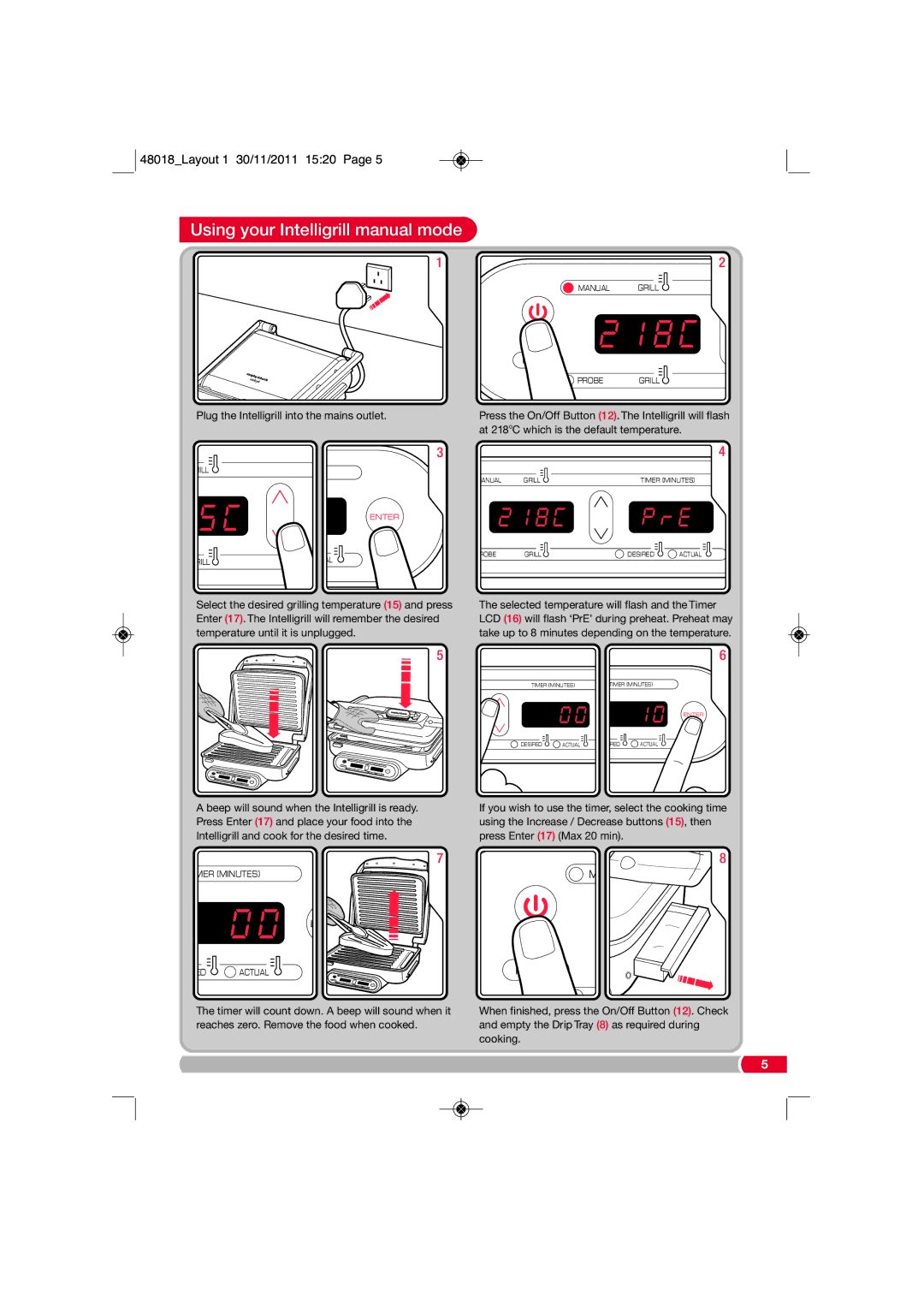 Morphy Richards ST48018 MUK Rev 1 Using your Intelligrill manual mode, Mode 