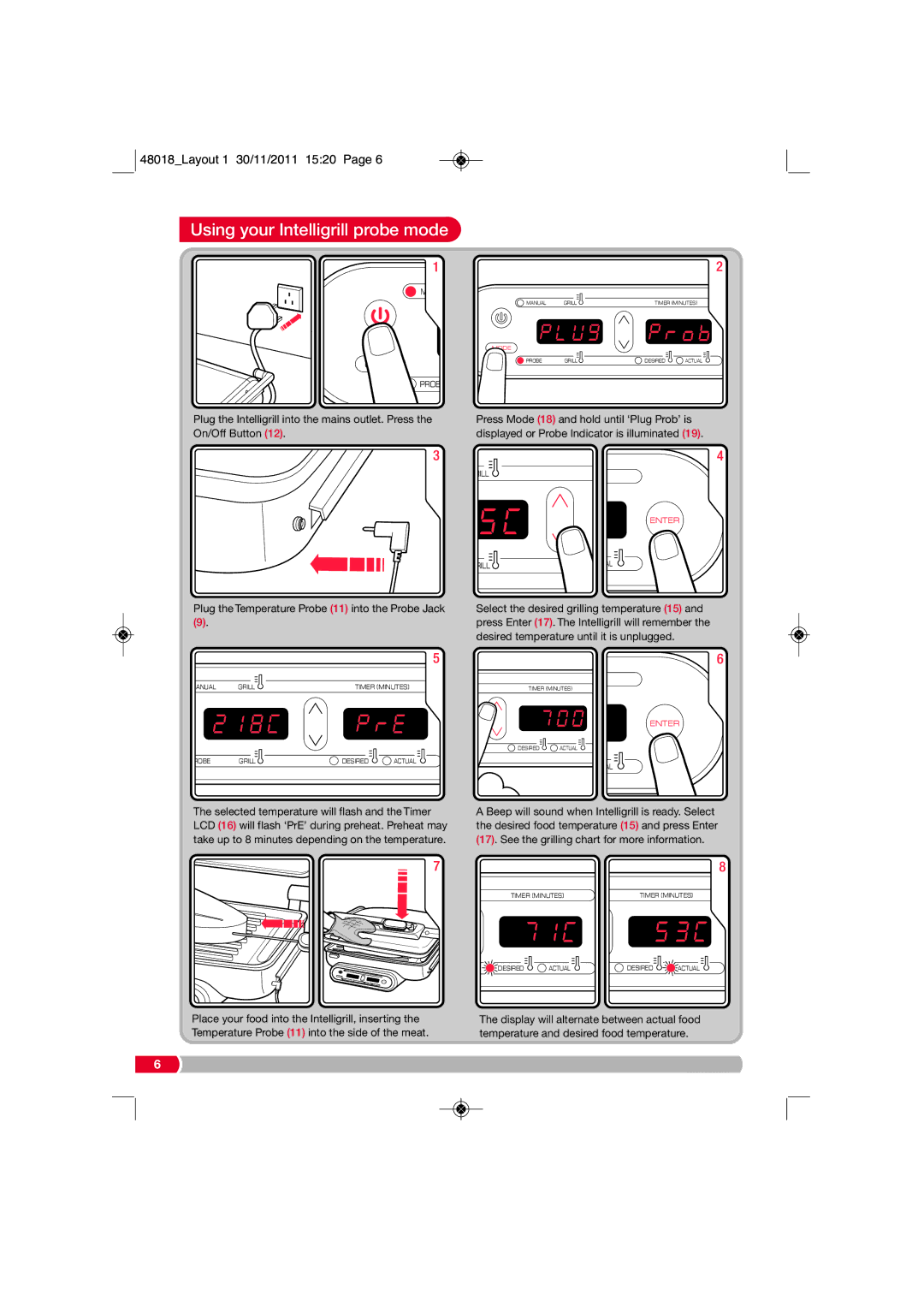 Morphy Richards ST48018 MUK Rev 1 manual Using your Intelligrill probe mode 