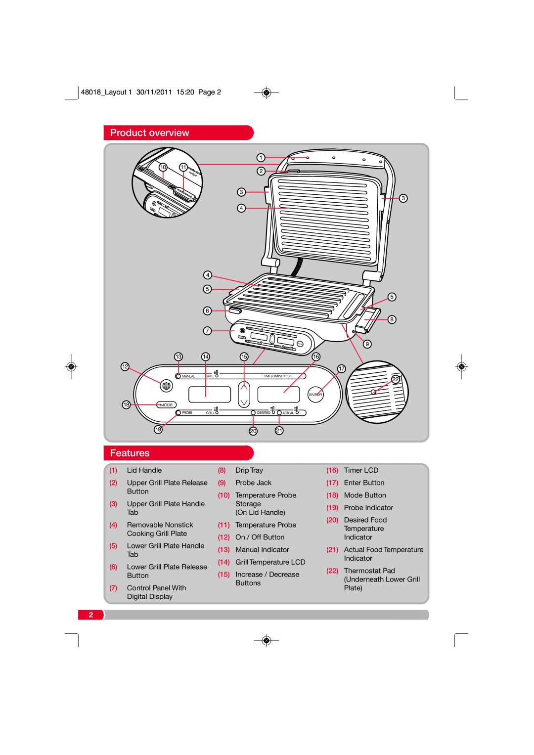 Morphy Richards ST48018 MUK Rev 1 manual Product overview, Features 