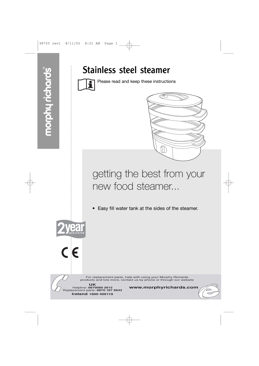 Morphy Richards Stainless steel steamer manual Getting the best from your New food steamer 