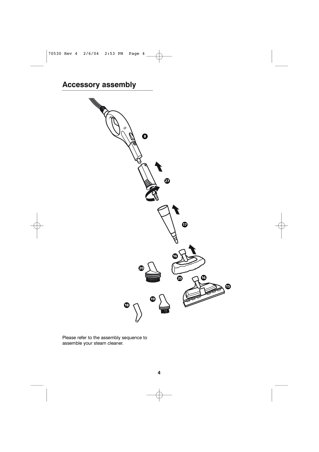 Morphy Richards Steam cleaner quick start Accessory assembly, · Ù Í È Ì Ú È Ë Ï Î, Rev 4 2/6/04 2:53 PM Page 